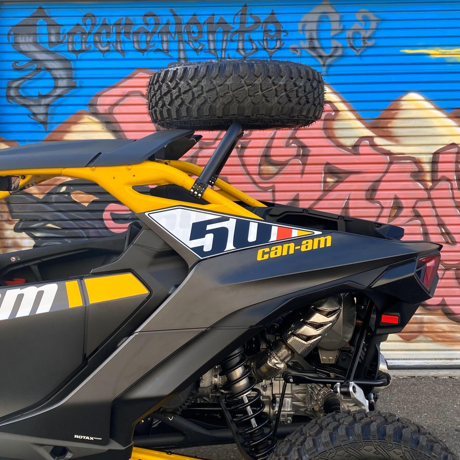 Can-Am Maverick R Above The Roof Dual Clamp Spare Tire Mount-Spare Tire Mounts-Factory UTV-Black Market UTV