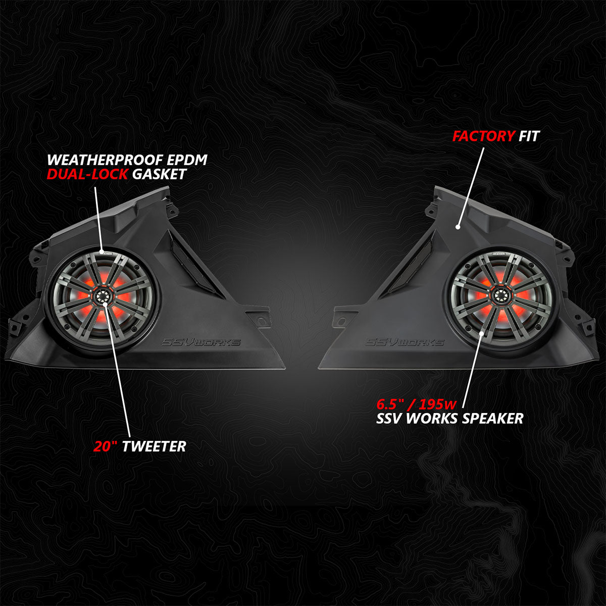 2024 Can-Am® Maverick R, Phase-6 K-Spec 1650watt 6-Speaker System with 8" Horns-Audio-SSV Works-Black Market UTV