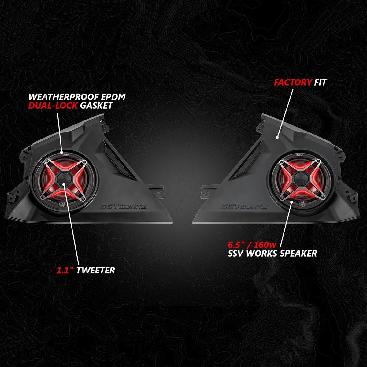 2024 Can-Am® Maverick R, Phase-4 V-Spec 1650watt 5-Speaker System-audio-SSV Works-Black Market UTV