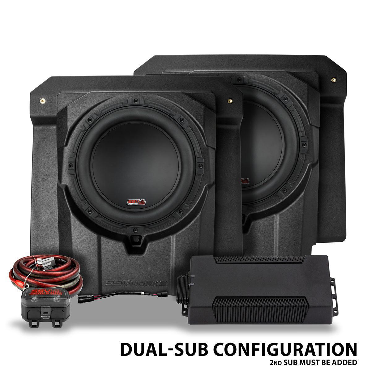 2024-2025 CanAm® Maverick R Under-Seat 850watt 10&quot; Subwoofer Add-On for Factory JL® System-Audio-SSV Works-Dual-Black Market UTV