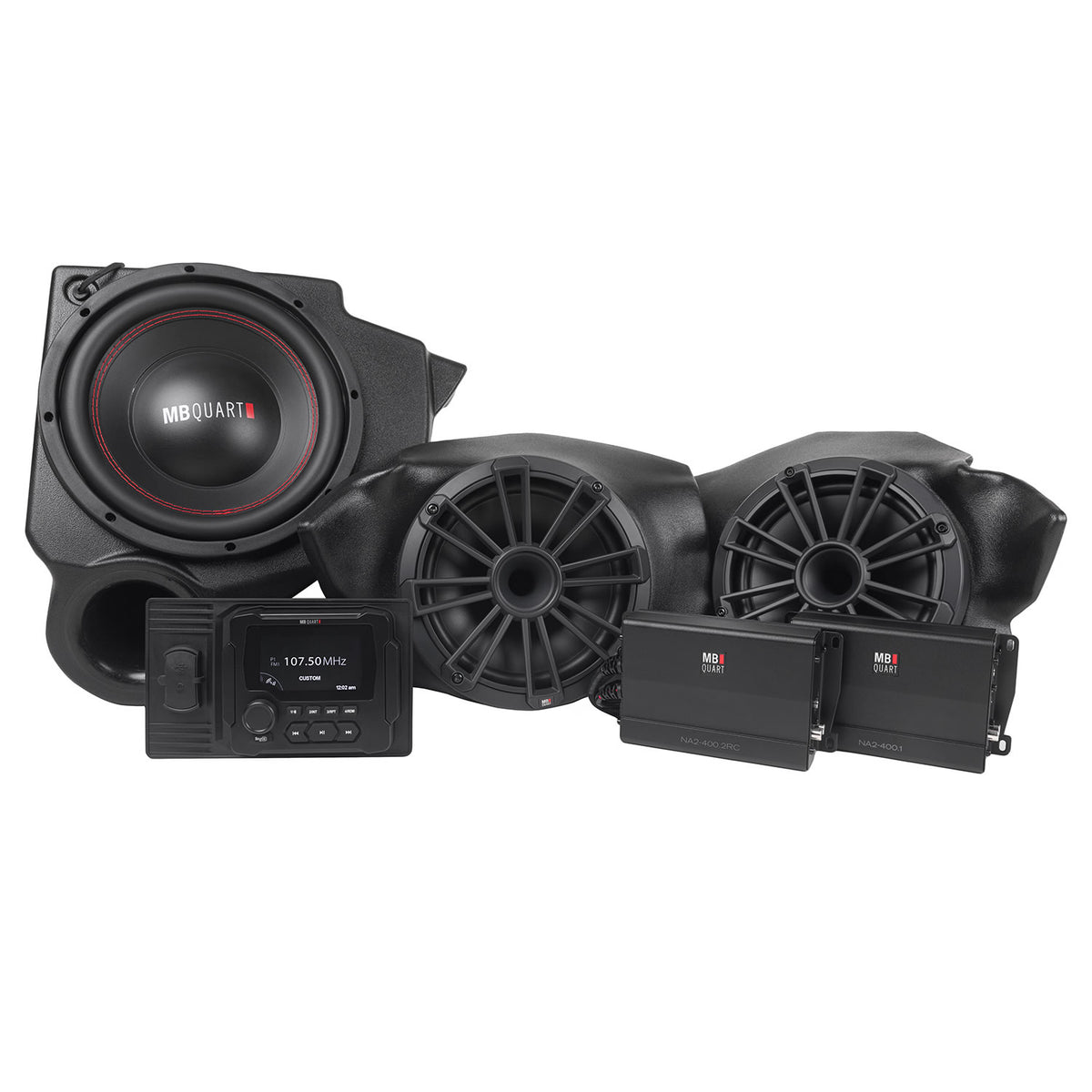 MBQR-STG3-2 800 Watt STAGE 3 Polaris RZR Tuned System-Audio-MB Quart-Black Market UTV