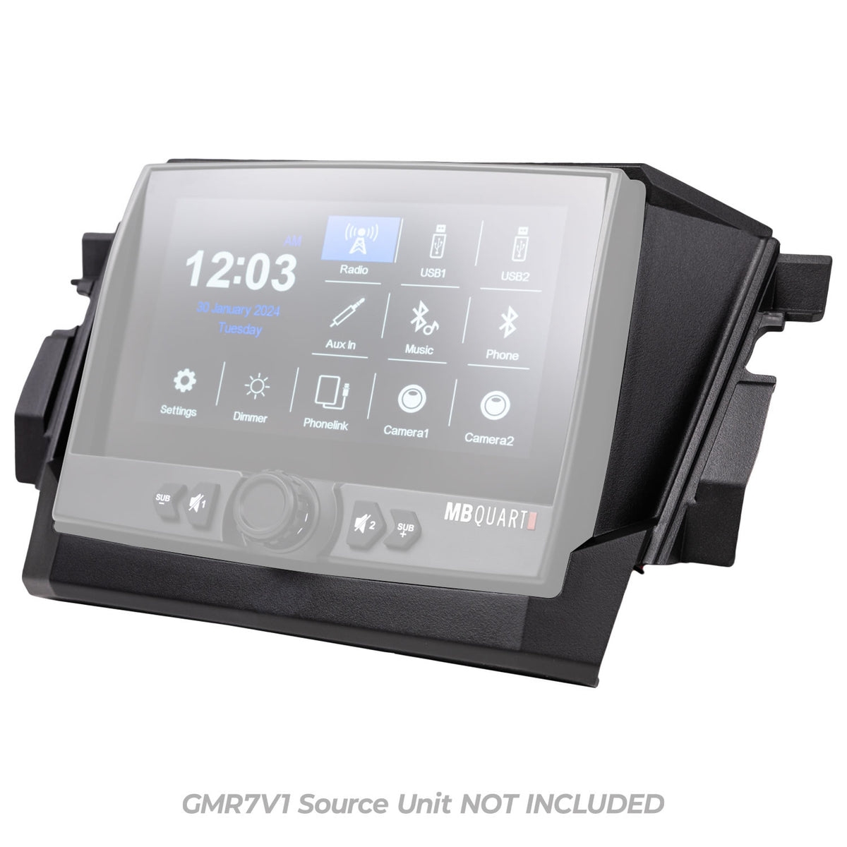MBQRP-DASH-1 Polaris RZR Tuned GMR7V1 Source Unit Dash Installation Kit-Dash Mount-MB Quart-Black Market UTV