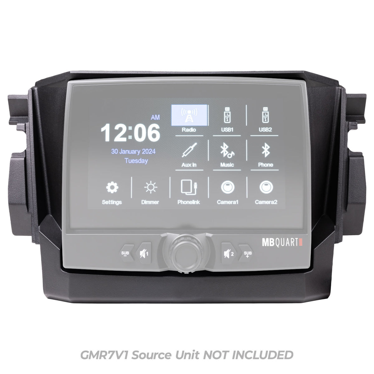 MBQRP-DASH-1 Polaris RZR Tuned GMR7V1 Source Unit Dash Installation Kit-Dash Mount-MB Quart-Black Market UTV