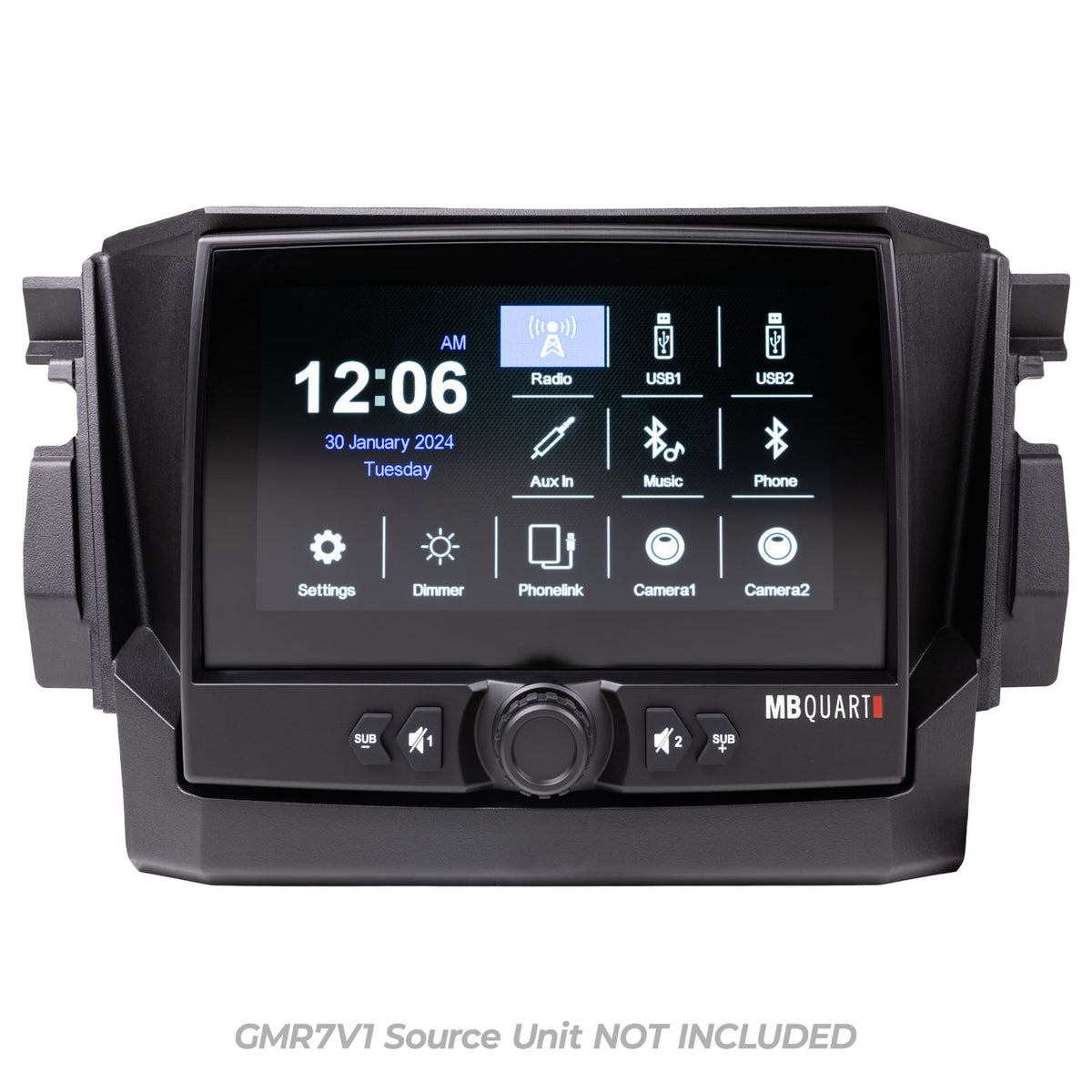 MBQRP-DASH-1 Polaris RZR Tuned GMR7V1 Source Unit Dash Installation Kit-Dash Mount-MB Quart-Black Market UTV