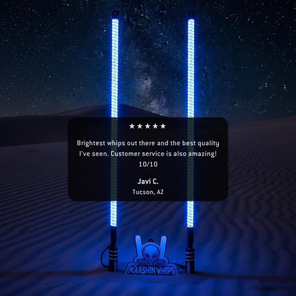 V2 Black Out LED Whip Set: The Ultimate Stealth-Marshin Whips-1 FT-White-Black Market UTV