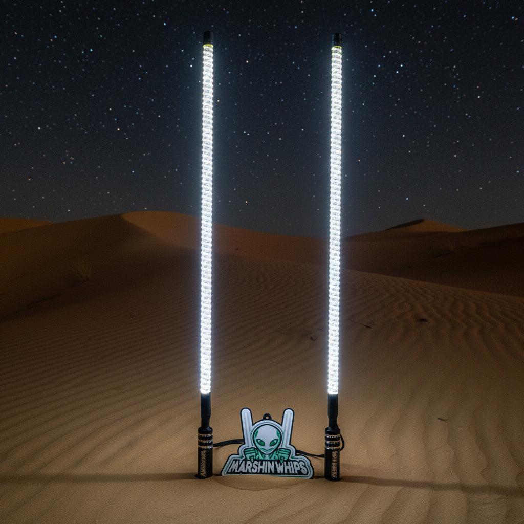 V2 Black Out LED Whip Set: The Ultimate Stealth-Marshin Whips-2 FT-Green-Black Market UTV