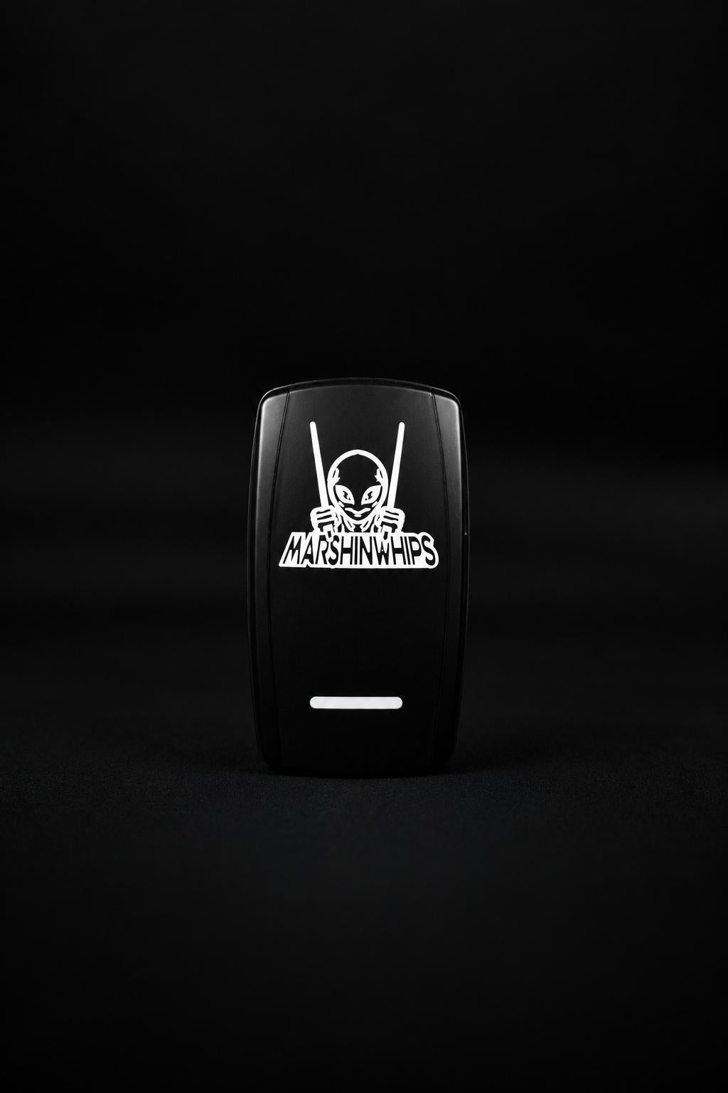 Marshin Whips Illuminated Rocker Switch | Universal LED Control | On/Off Laser-Etched-whip accessories-Marshin Whips-Black Market UTV