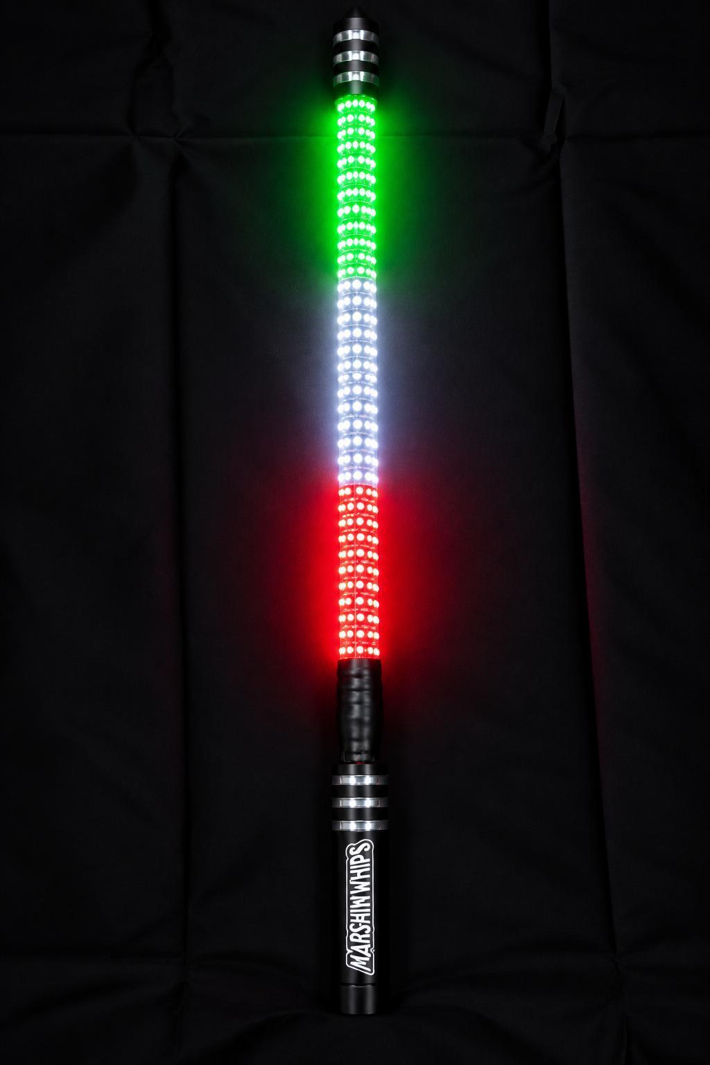 Marshin Whips V2 Black Out LED Whip | Single Stealth Off-Road Light-Marshin Whips-5 FT-Green White Red-Black Market UTV