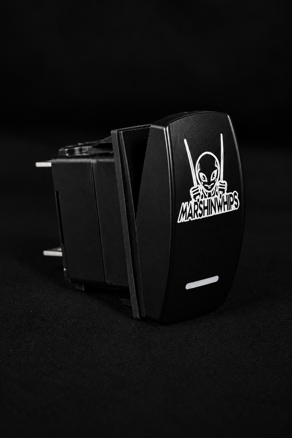 Marshin Whips Illuminated Rocker Switch | Universal LED Control | On/Off Laser-Etched-whip accessories-Marshin Whips-Black Market UTV