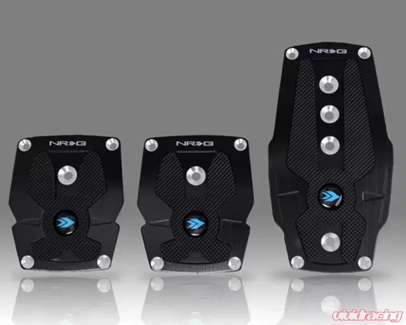 NRG Black Manual Brushed Aluminum Sport Pedal with Black Rubber Inserts Universal-Gas Pedal-NRG-Black Market UTV