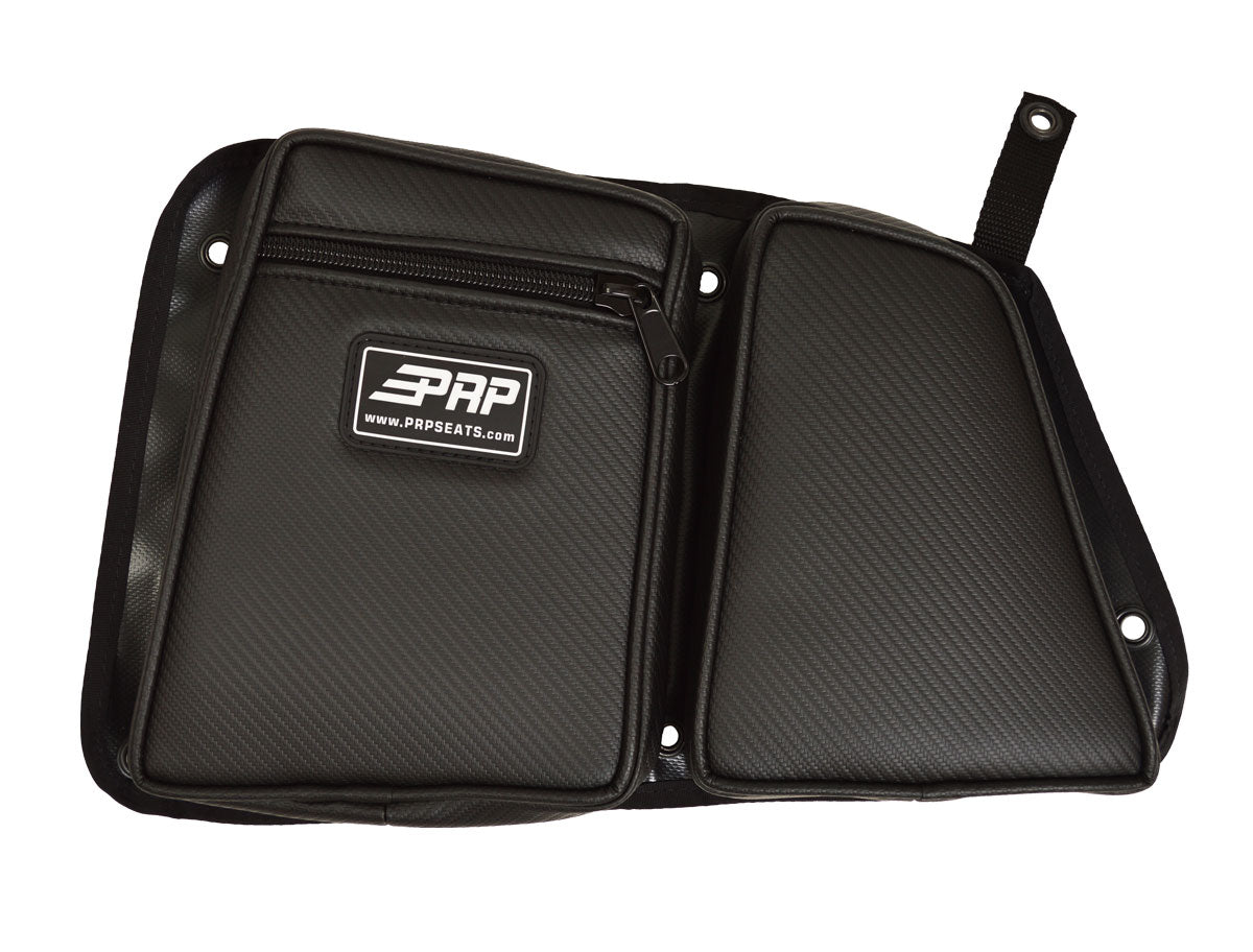 RZR STOCK REAR DOOR BAG WITH KNEE PAD-Door Bags-PRP Seats-210-Carbon Fiber Black Vinyl-Driver-Black Market UTV