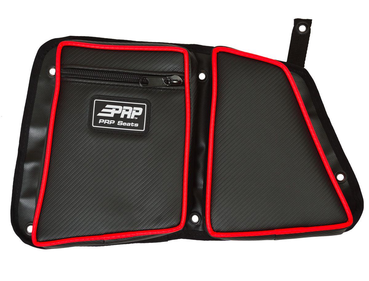 RZR STOCK REAR DOOR BAG WITH KNEE PAD-Door Bags-PRP Seats-210-Carbon Fiber Black Vinyl-Driver-Black Market UTV