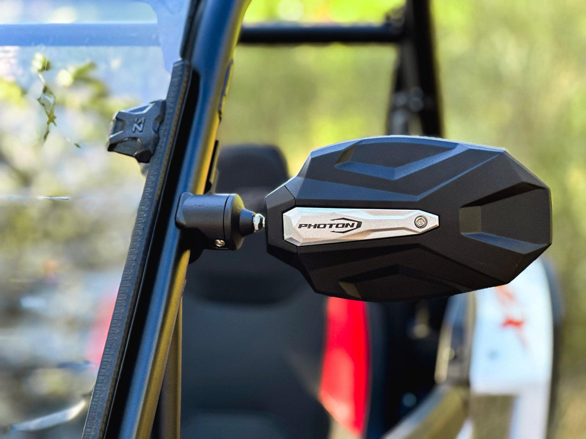Photon Side View Mirror with Cast Aluminum Body &amp; Bezel ? Adjustable Clamp (Pair)-Rear View Mirror-Seizmik-Black Market UTV