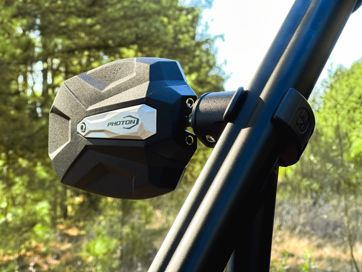 Photon Side View Mirror with Cast Aluminum Body &amp; Bezel ? Adjustable Clamp (Pair)-Rear View Mirror-Seizmik-Black Market UTV
