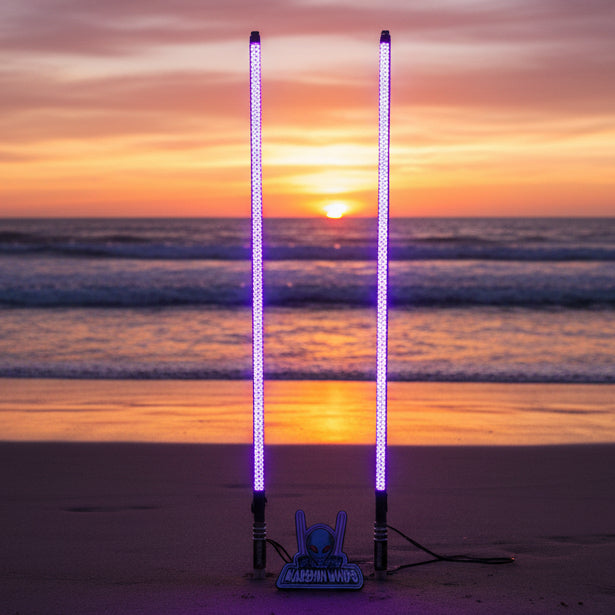 V2 Black Out LED Whip Set: The Ultimate Stealth-Marshin Whips-1 FT-White-Black Market UTV