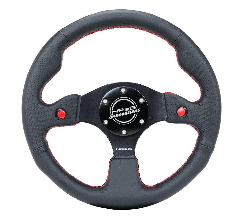 DUAL BUTTON STEERING WHEEL LEATHER-Steering Wheel-NRG-LEATHER-Black Market UTV