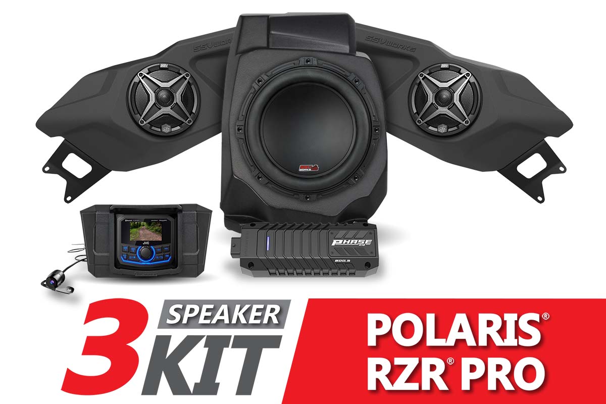 2020-2023 Polaris RZR Pro SSV 3-Speaker Plug-&amp;-Play System with JVC-Audio-SSV Works-Black Market UTV