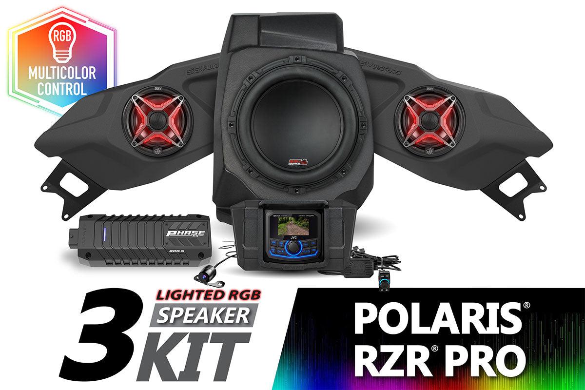 2020-2024 Polaris RZR Pro V-Spec 3-Speaker Plug-&amp;-Play System w/JVC-Audio-SSV Works-Black Market UTV