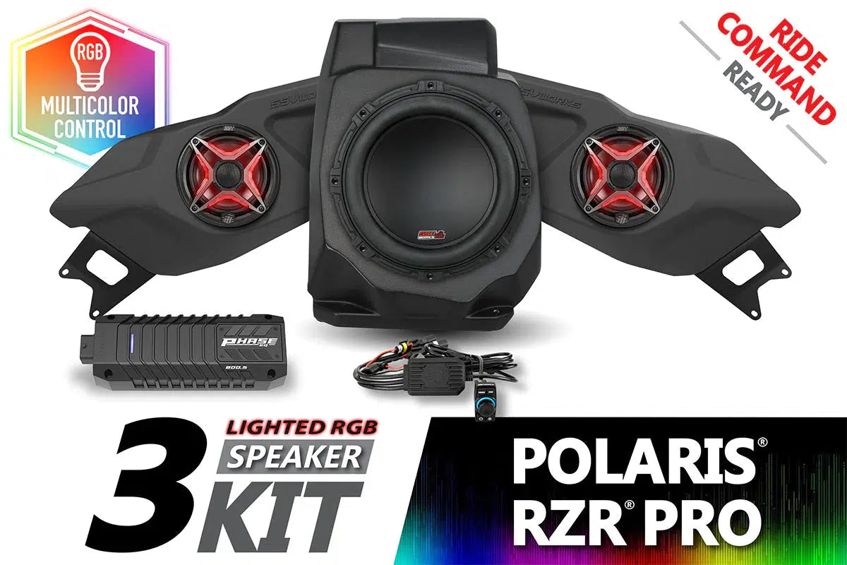 2020-2024 Polaris RZR Pro V-Spec 3-Speaker Plug-&amp;-Play System for Ride Command-Audio-SSV Works-Black Market UTV