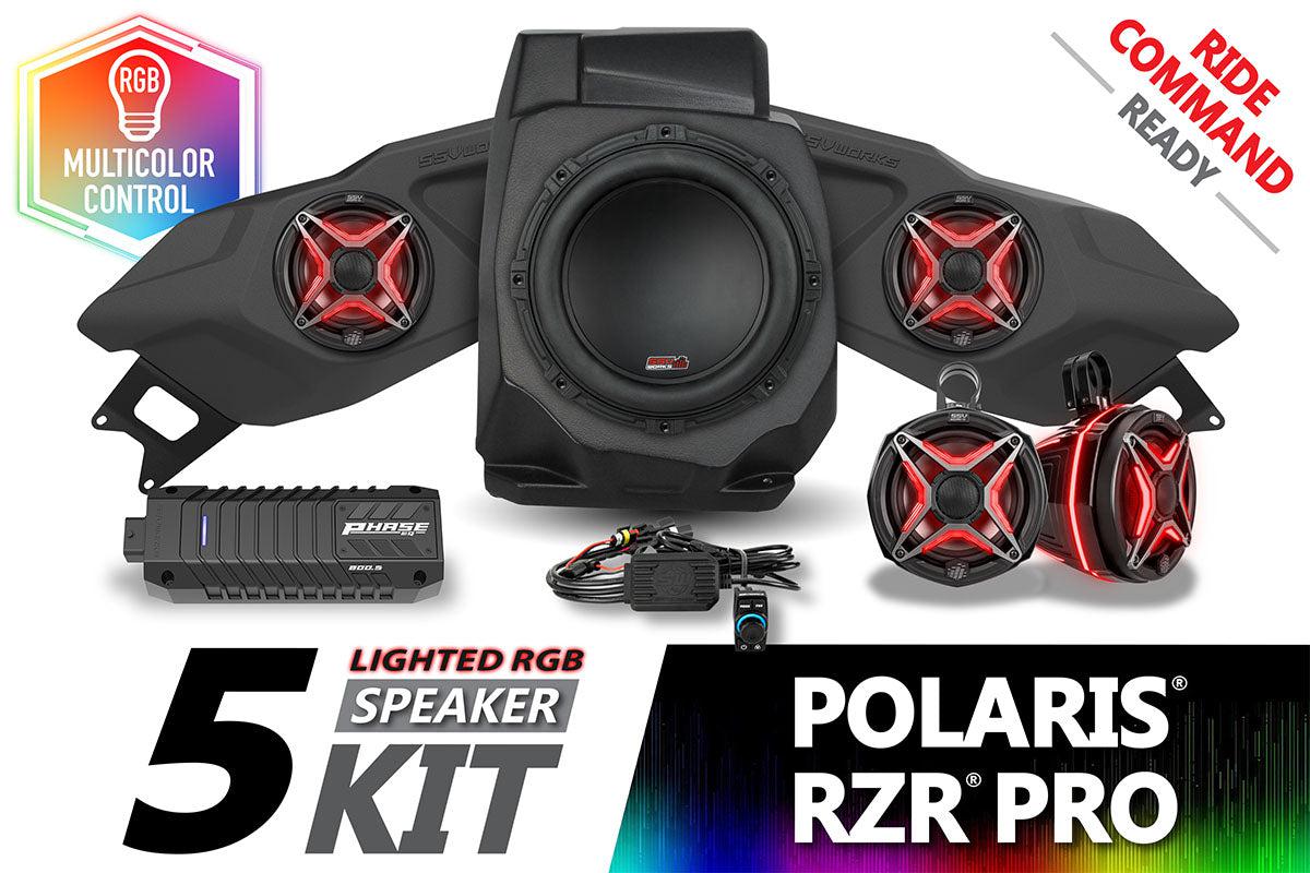 2020-2024 Polaris RZR Pro V-Spec 5-Speaker Plug-&amp;-Play System for Ride Command-Audio-SSV Works-Black Market UTV