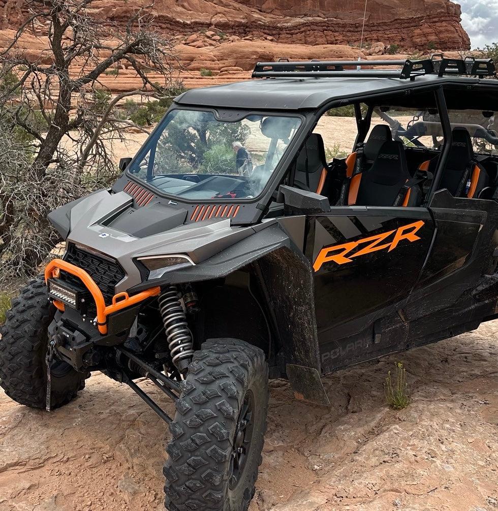 Polaris RZR XP/XP S (2024+) Vented Glass Windshield-Windshield-Bent Metal Off-Road-Matte Titanium Orange-Black-Black Market UTV