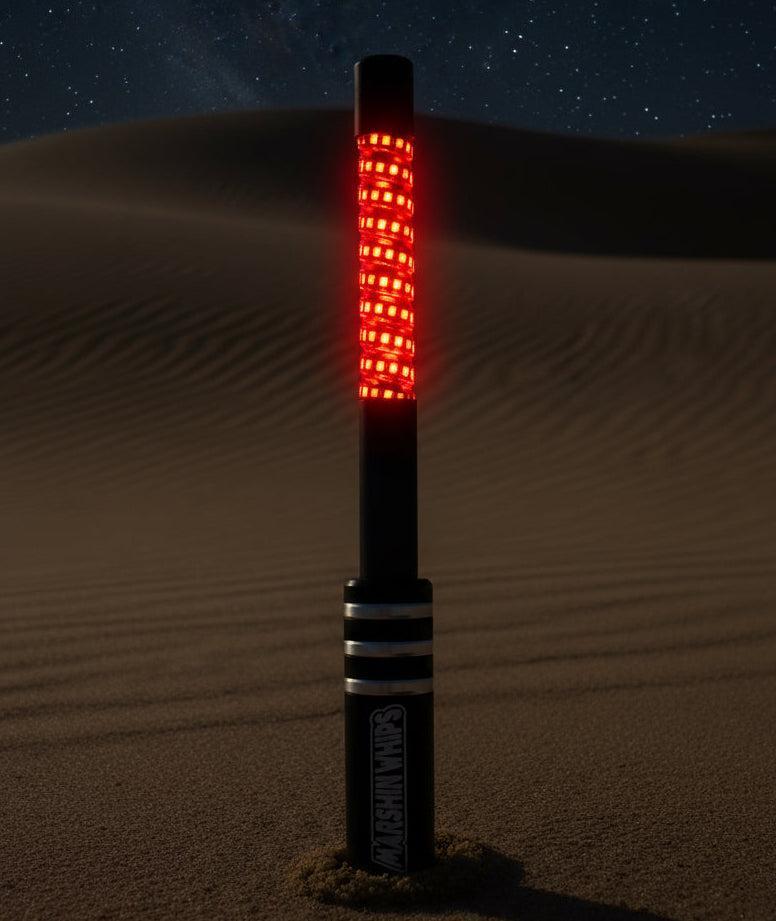 V2 Black Out LED Whip: The Ultimate Stealth Single-Marshin Whips-1 FT-Red-Black Market UTV