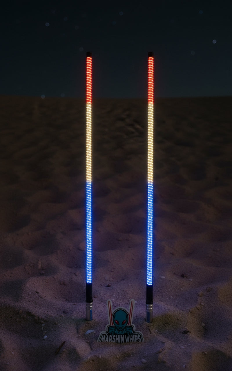 Game Changer LED Whip Set - Red, White & Blue Edition-Marshin Whips-2 FT-PURP-Black Market UTV