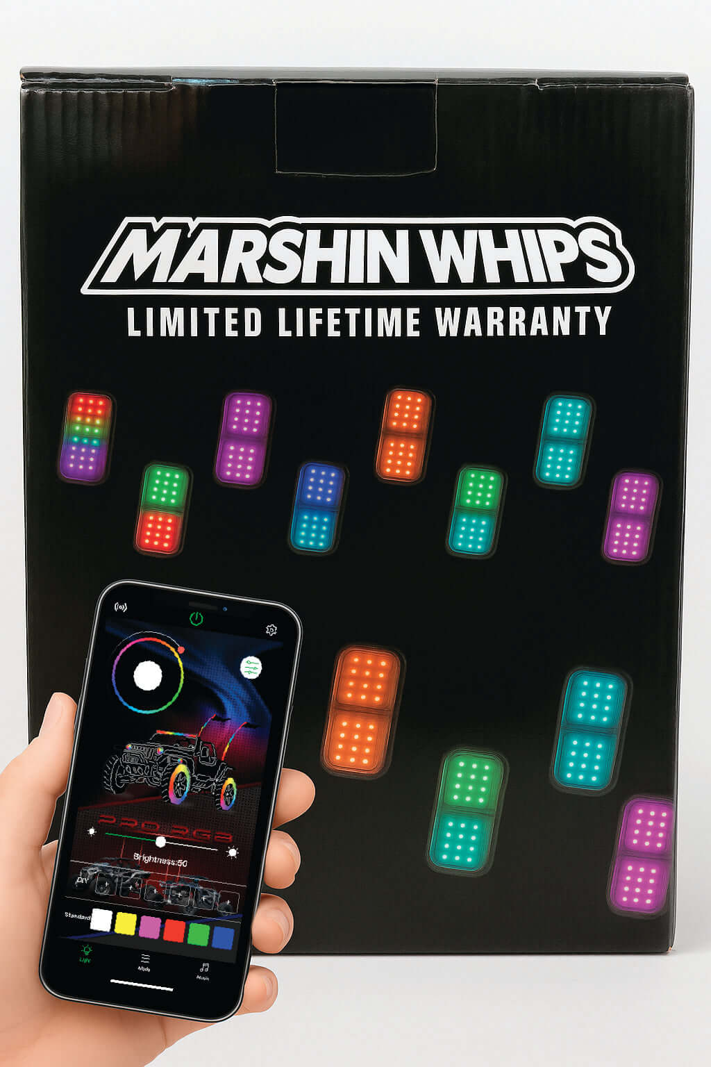 Marshin Whips Rosewell X-2 Billet 16-Pack Personalized Rock Light (Kit)-Rock Lights-Marshin Whips-Black Market UTV