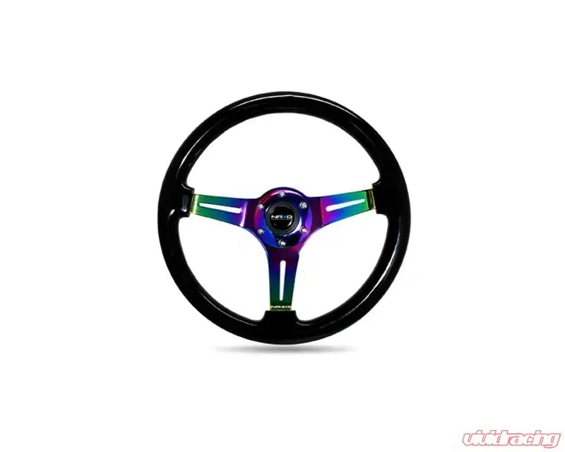 NRG Black Paint Grip 3 Black Spokes 350mm Classic Wood Grain Wheel Universal-Steering Wheel-NRG-Neochrome Spokes-Black Market UTV