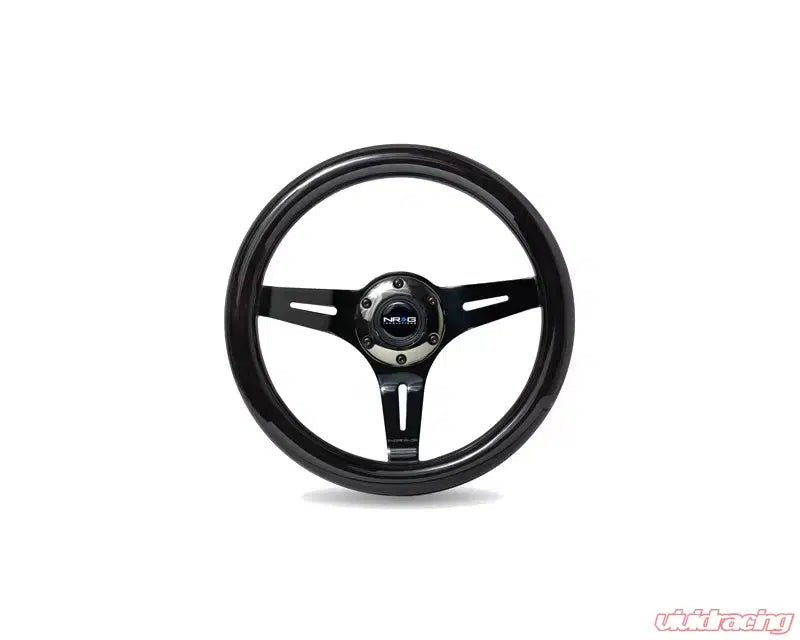 NRG Black Inlay 3 Black Chrome Spokes 310mm Classic Black Wood Grain Wheel Universal-Steering Wheel-NRG-Black Wood-Black Market UTV