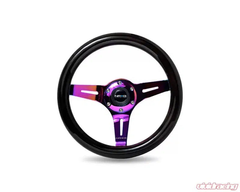 NRG Black Inlay 3 Black Chrome Spokes 310mm Classic Black Wood Grain Wheel Universal-Steering Wheel-NRG-Neochrome Black Wood-Black Market UTV