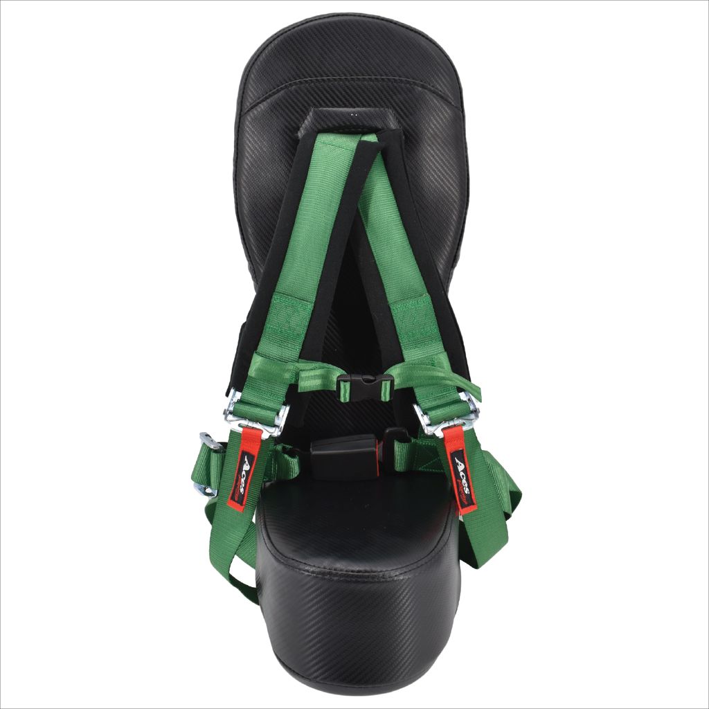 Canam X3 Bump Seat with 4 Point Harness-Seat Belt Harness-Aces Racing-Green-Black Market UTV