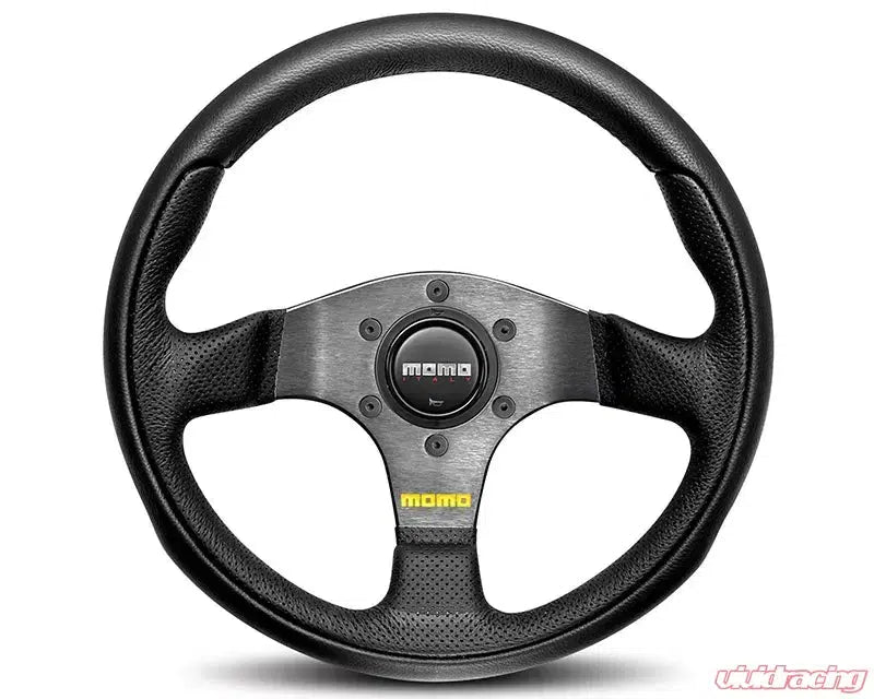 MOMO Team 280mm Black Leather Steering Wheel-Steering Wheel-MOMO-Black Market UTV
