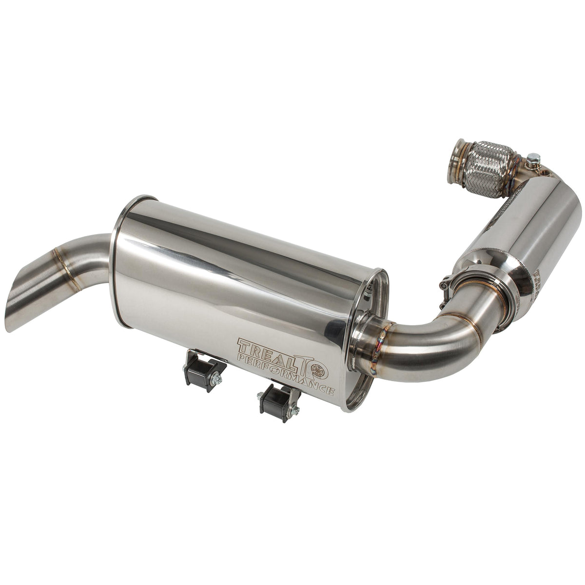 Treal Performance | 2017-2025 Can-Am Maverick X3 Trail Side Exit Exhaust System-Exhaust-Treal Performance B2B-Resonated Front Section-Black Market UTV