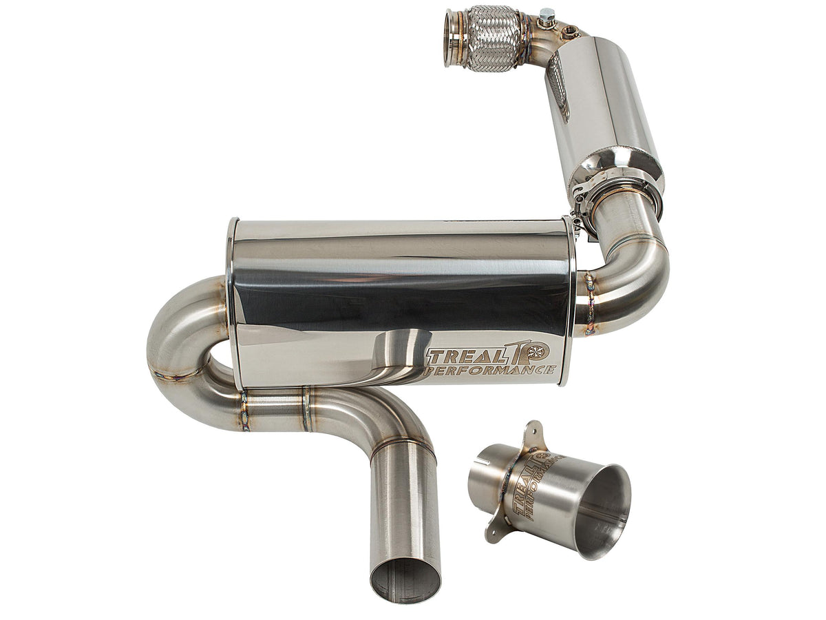 Treal Performance | 2017-2025 Can-Am Maverick X3 Quiet Trail Exhaust System-Exhaust-Treal Performance B2B-Factory Spark Arrester/Tip Attachment-Resonated Front Section-Black Market UTV