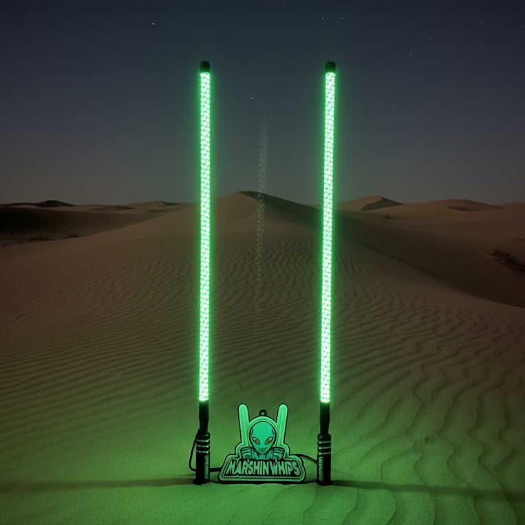 V2 Black Out LED Whip Set: The Ultimate Stealth-Marshin Whips-1 FT-White-Black Market UTV