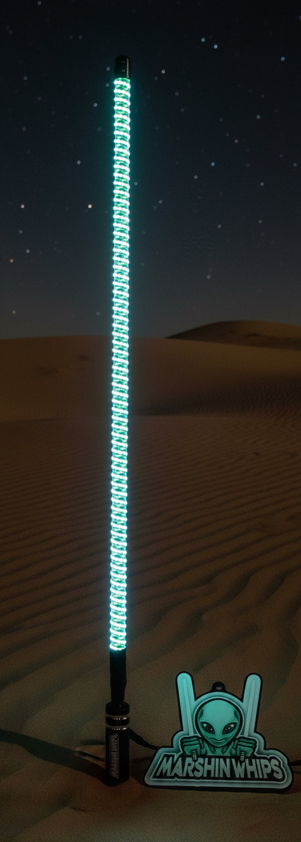 V2 Black Out LED Whip: The Ultimate Stealth Single-Marshin Whips-1 FT-White-Black Market UTV