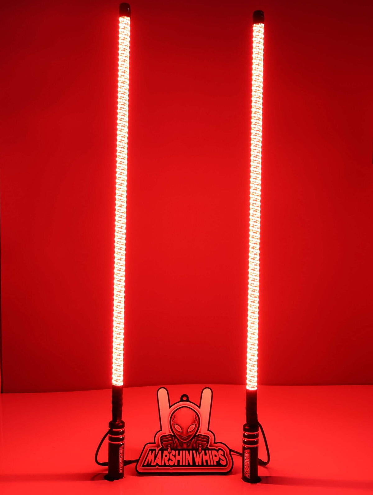 V2 Black Out Whips: The Ultimate Stealth Set-Marshin Whips-1 FT-Red-Black Market UTV
