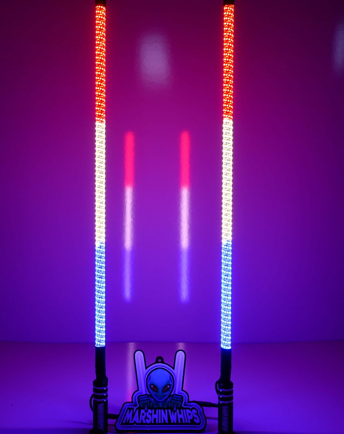 V2 Black Out Whips: The Ultimate Stealth Set-Marshin Whips-2 FT-red white and blue-Black Market UTV