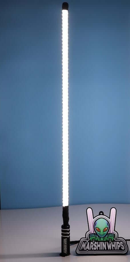 V2 Black Out LED Whip: The Ultimate Stealth Single-Marshin Whips-1 FT-White-Black Market UTV