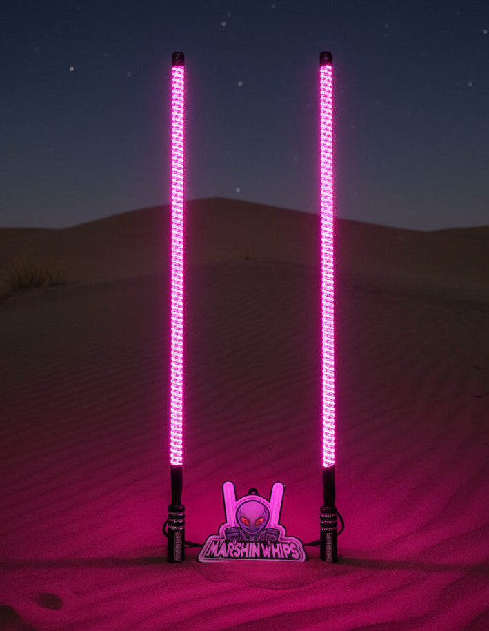 V2 Black Out LED Whip Set: The Ultimate Stealth-Marshin Whips-1 FT-White-Black Market UTV