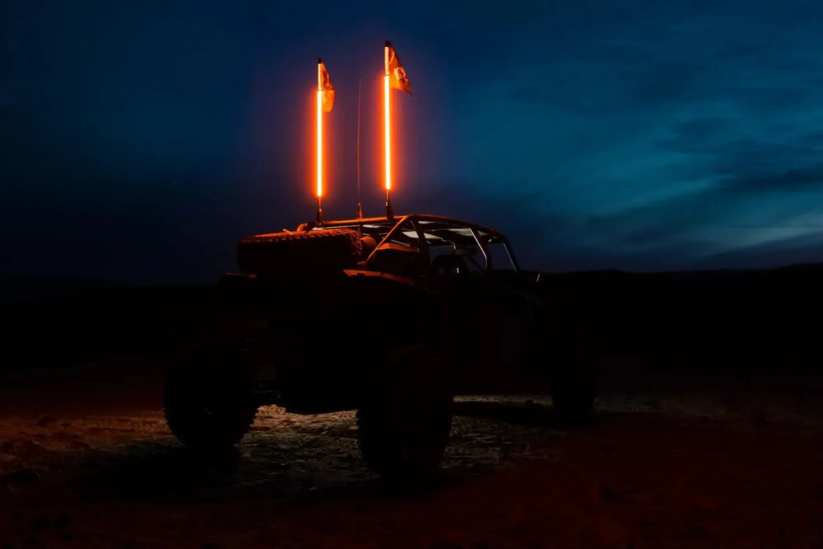 HYPER COLOR WHIP WITH FLAG (SINGLE)-Whip Flags-5150 Whips-1FT-Orange-Black Market UTV