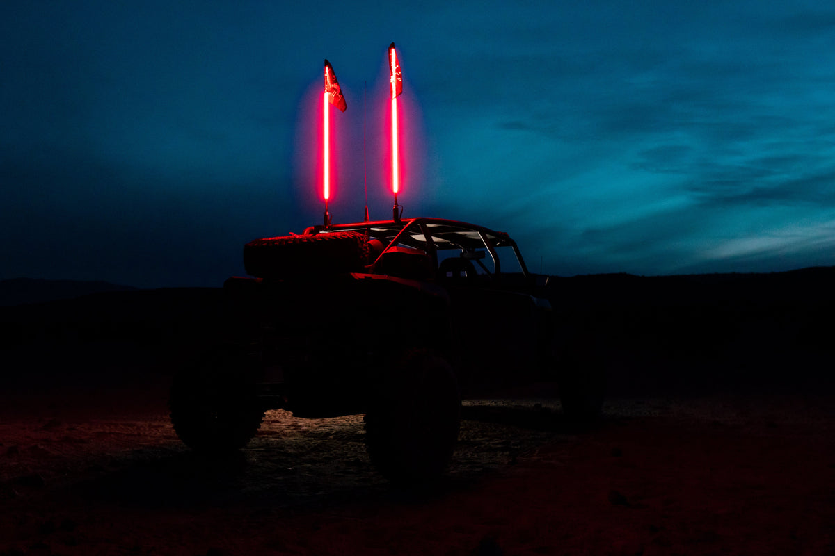 Hyper Color LED Whips – Platinum-LED Whip-5150 Whips-2ft-Red-Black Market UTV