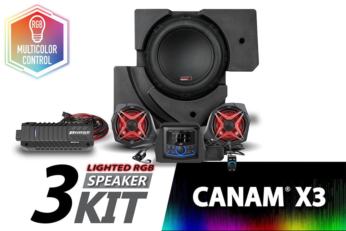 2017-2024 CanAm X3 V-Spec 3-Speaker Plug-and-Play System w/JVC-Audio-SSV Works-Black Market UTV