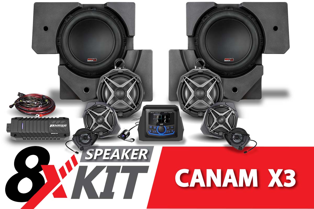 2017-2024 CanAm X3 Phase X 8-Speaker Plug-&amp;-Play kit w/JVC-Black Market UTV-Black Market UTV