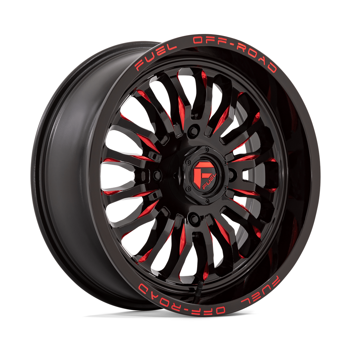 FUEL WHEELS ARC UTV-Wheels-Fuel Wheels-GLOSS BLACK MILLED RED-18&quot; diameter - 18X7 13mm offset - 4X137 bolt pattern-Black Market UTV