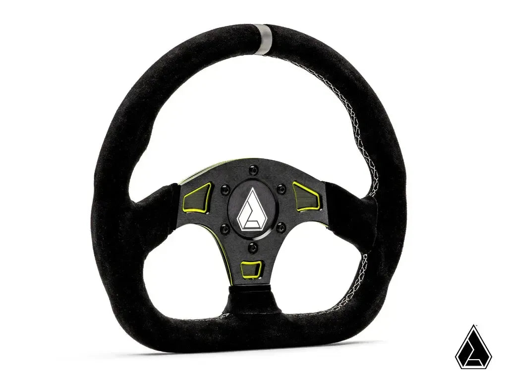 SUEDE BALLISTIC &quot;D&quot; UTV STEERING WHEEL-Steering Wheel-Super ATV-Lime Squeeze-Black Market UTV