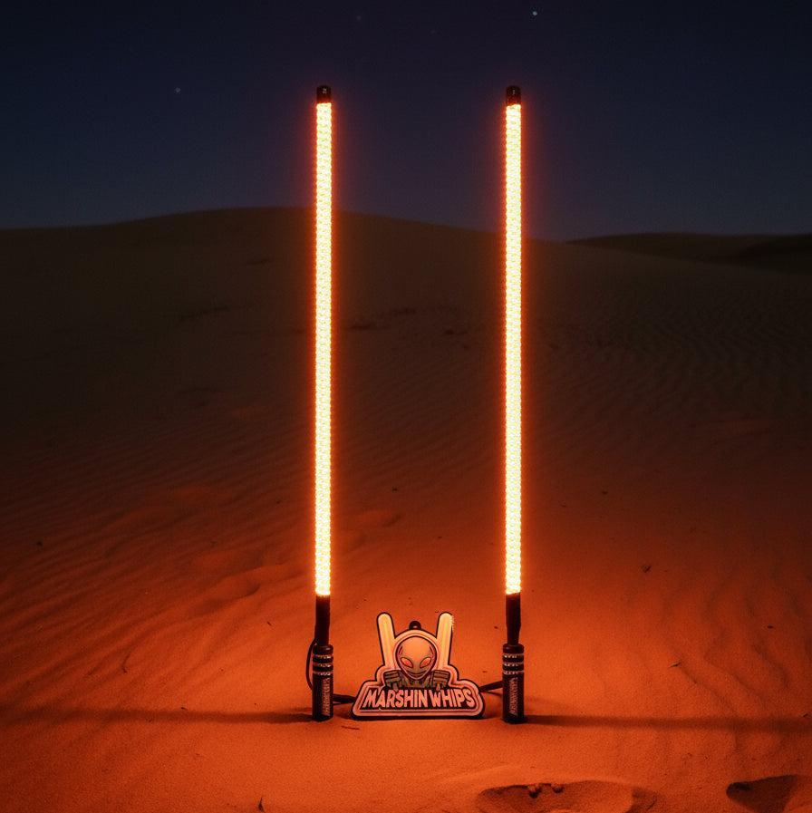 V2 Black Out LED Whip Set: The Ultimate Stealth-Marshin Whips-1 FT-Orange-Black Market UTV