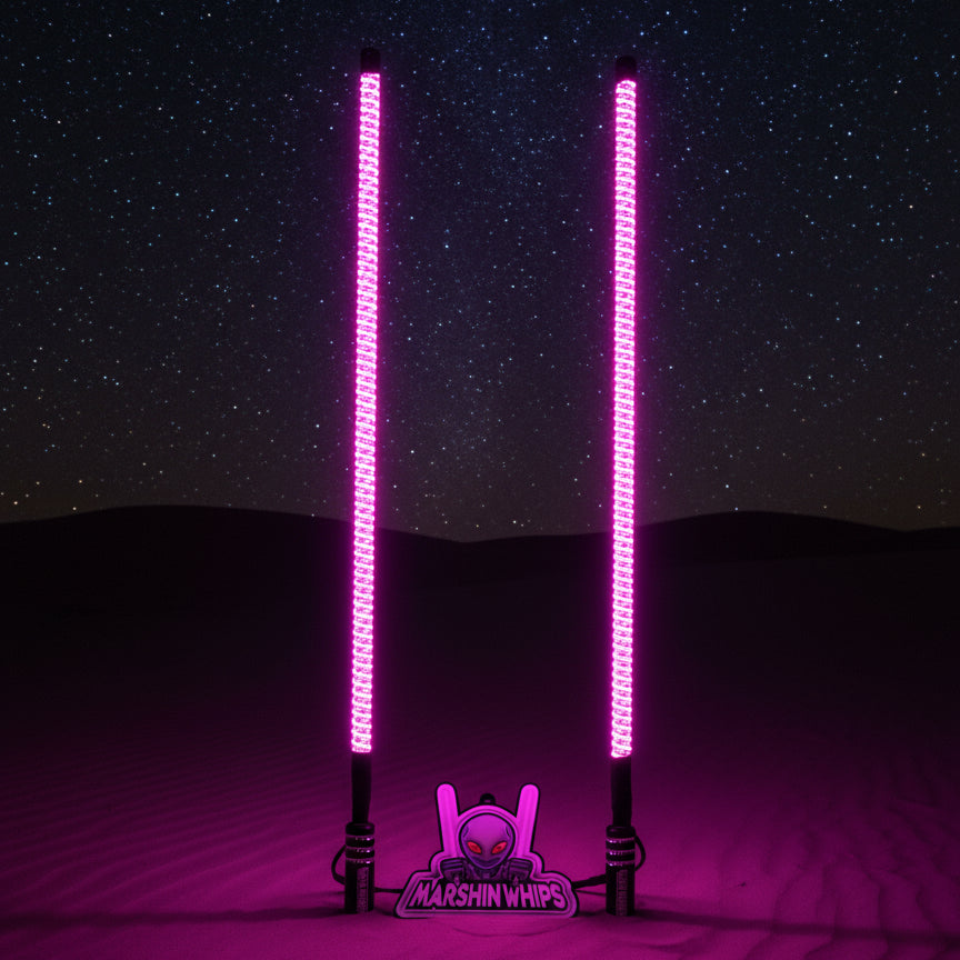 V2 Black Out LED Whip Set: The Ultimate Stealth-Marshin Whips-1 FT-White-Black Market UTV