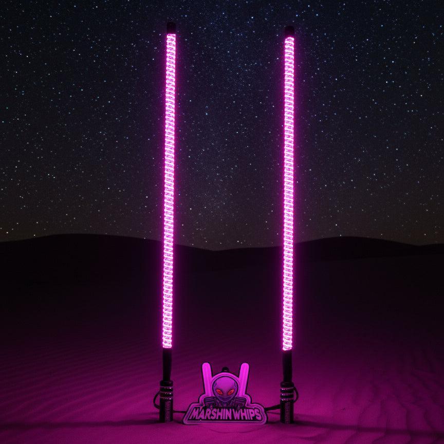 V2 Black Out LED Whip Set: The Ultimate Stealth-Marshin Whips-1 FT-White-Black Market UTV